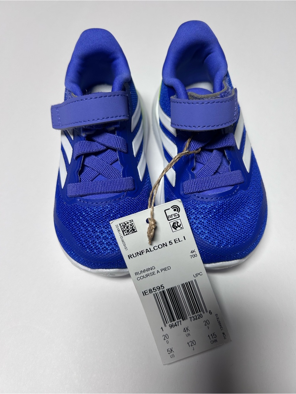 Adidas Runfalcon 5 EL I Infant/Toddler Shoes Size 5K Royal Blue White Sneakers